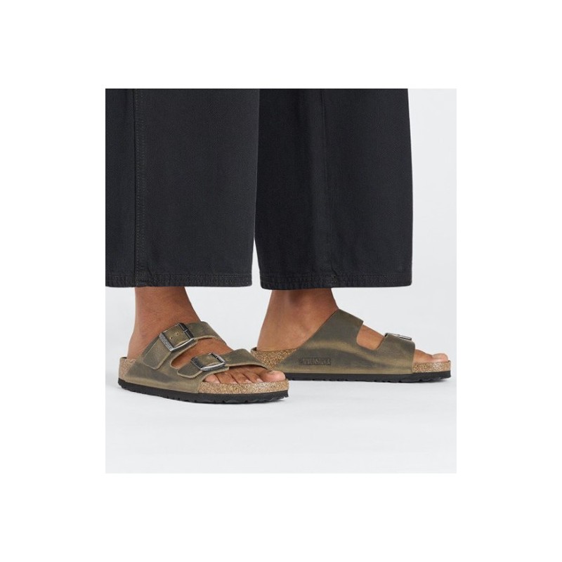 Birkenstock Παντόφλα Leather Arizona BS (Regular), Faded Khaki