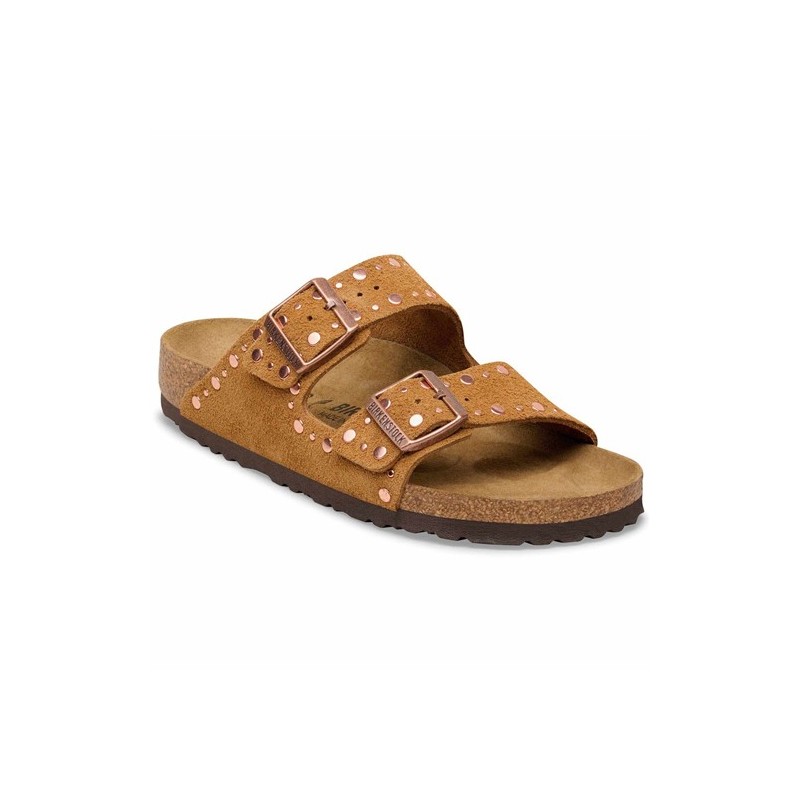 Birkenstock Παντόφλα Arizona BS Leather (Narrow), Rivet Leve Mink