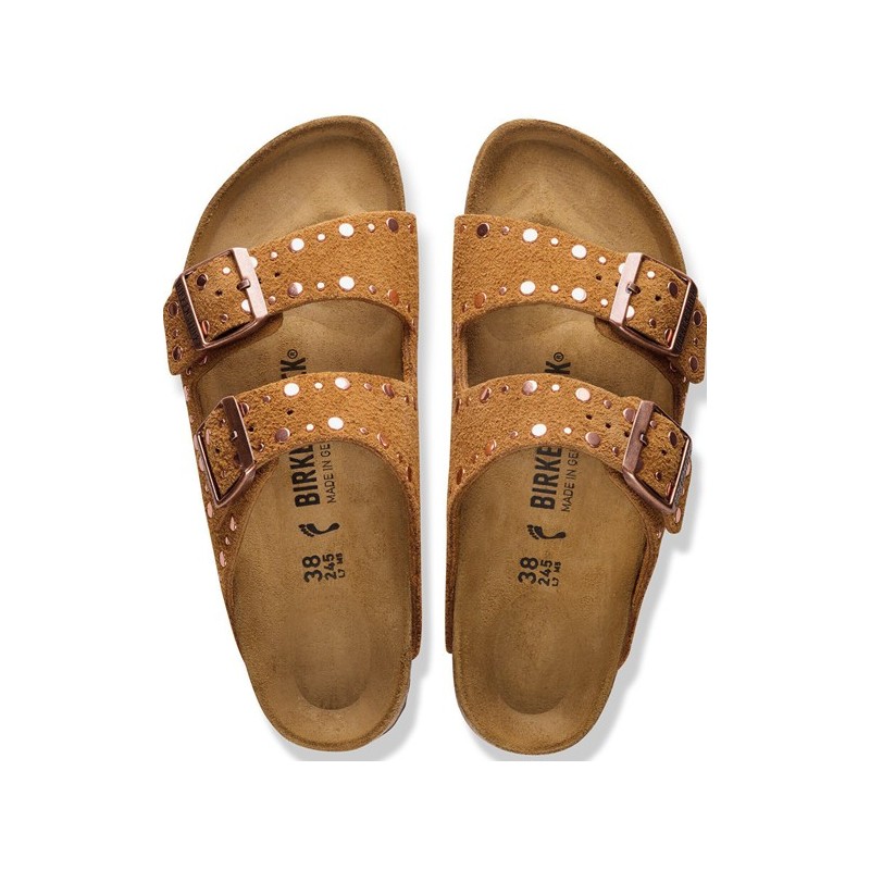 Birkenstock Παντόφλα Arizona BS Leather (Narrow), Rivet Leve Mink