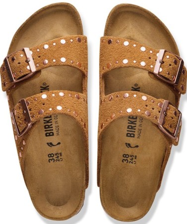 Birkenstock Παντόφλα Arizona BS Leather (Narrow), Rivet Leve Mink