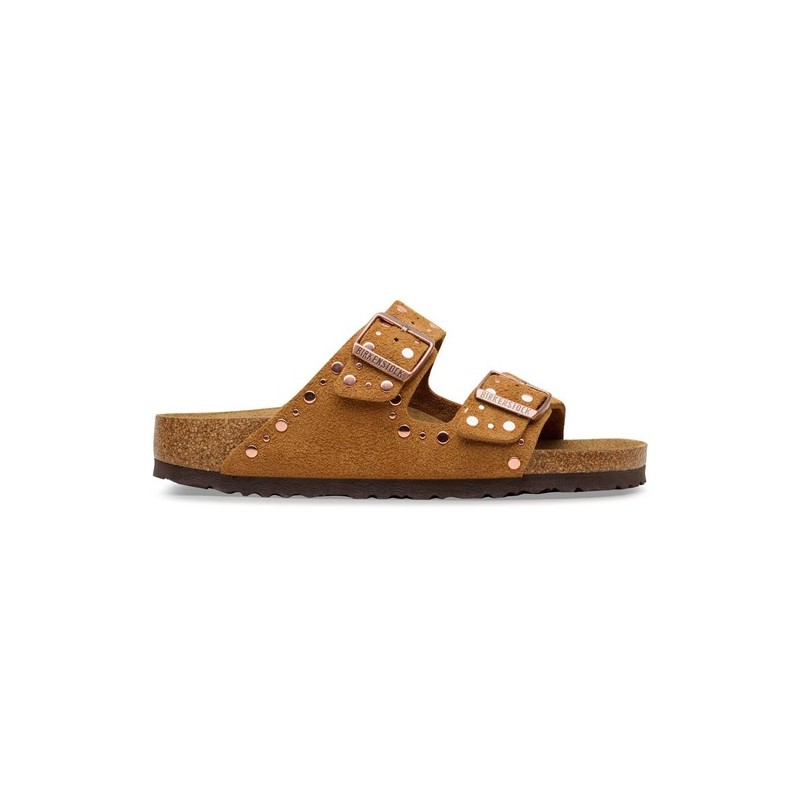 Birkenstock Παντόφλα Arizona BS Leather (Narrow), Rivet Leve Mink