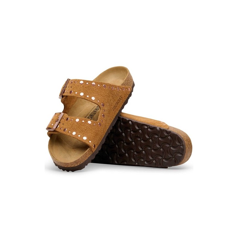 Birkenstock Παντόφλα Arizona BS Leather (Narrow), Rivet Leve Mink