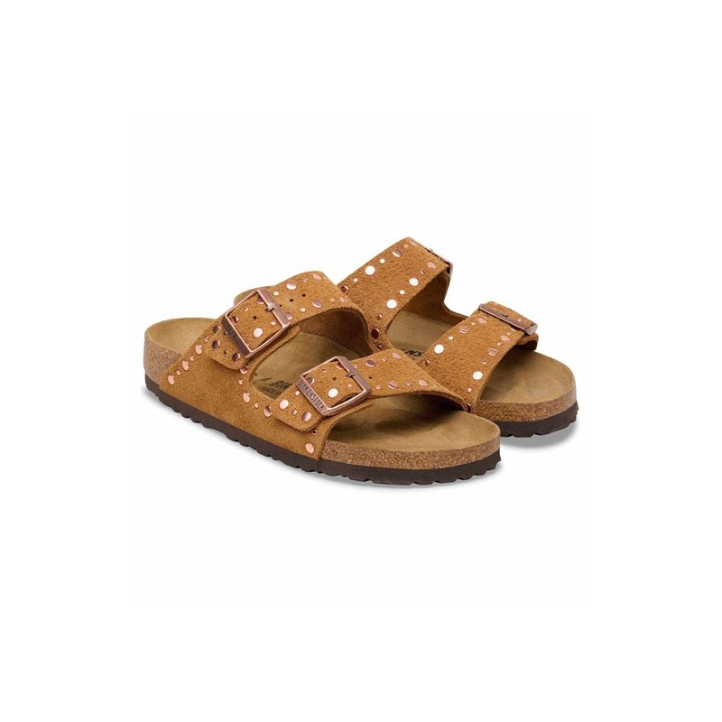 Birkenstock Παντόφλα Arizona BS Leather (Narrow), Rivet Leve Mink