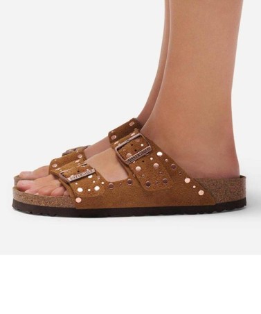 Birkenstock Παντόφλα Arizona BS Leather (Narrow), Rivet Leve Mink
