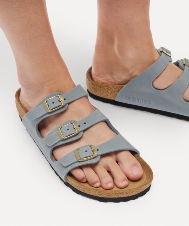 Birkenstock Παντόφλα Leather Florida (Narrow), Basalt Grey