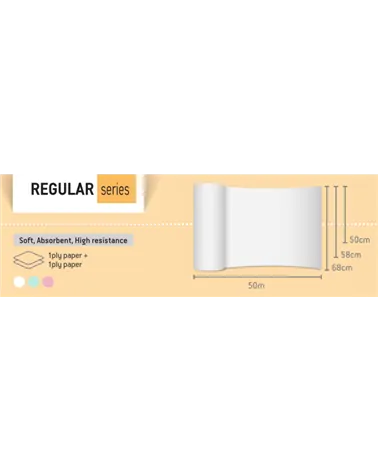 Soft Care Εξεταστικό Ρολό Χάρτινο Γκοφρέ Μονό - 60cm x 50m, Λευκό