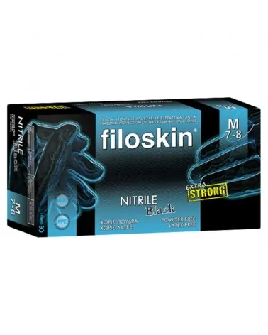 Filoskin Γάντια Νιτριλίου Extra Strong Μαύρα Χωρίς Πούδρα, 100 τεμάχια